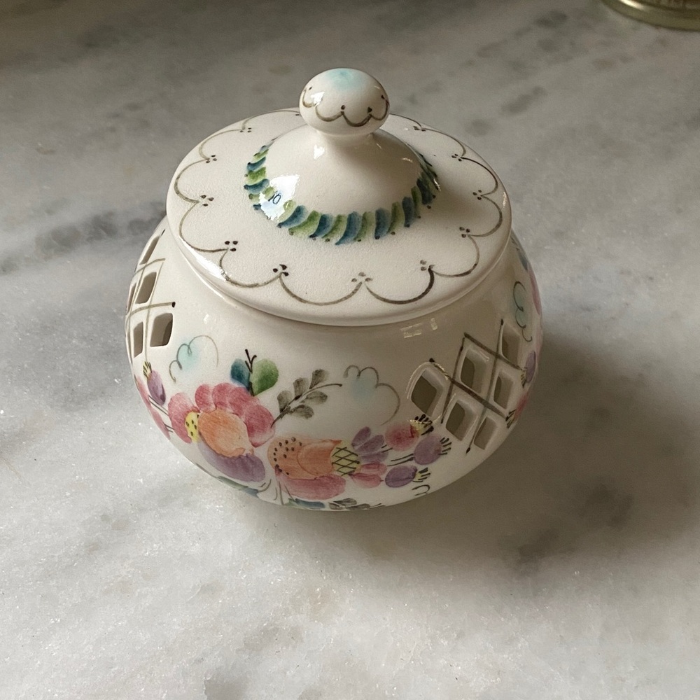 Hand made hand painted Floral Ceramic Sugar Bowl